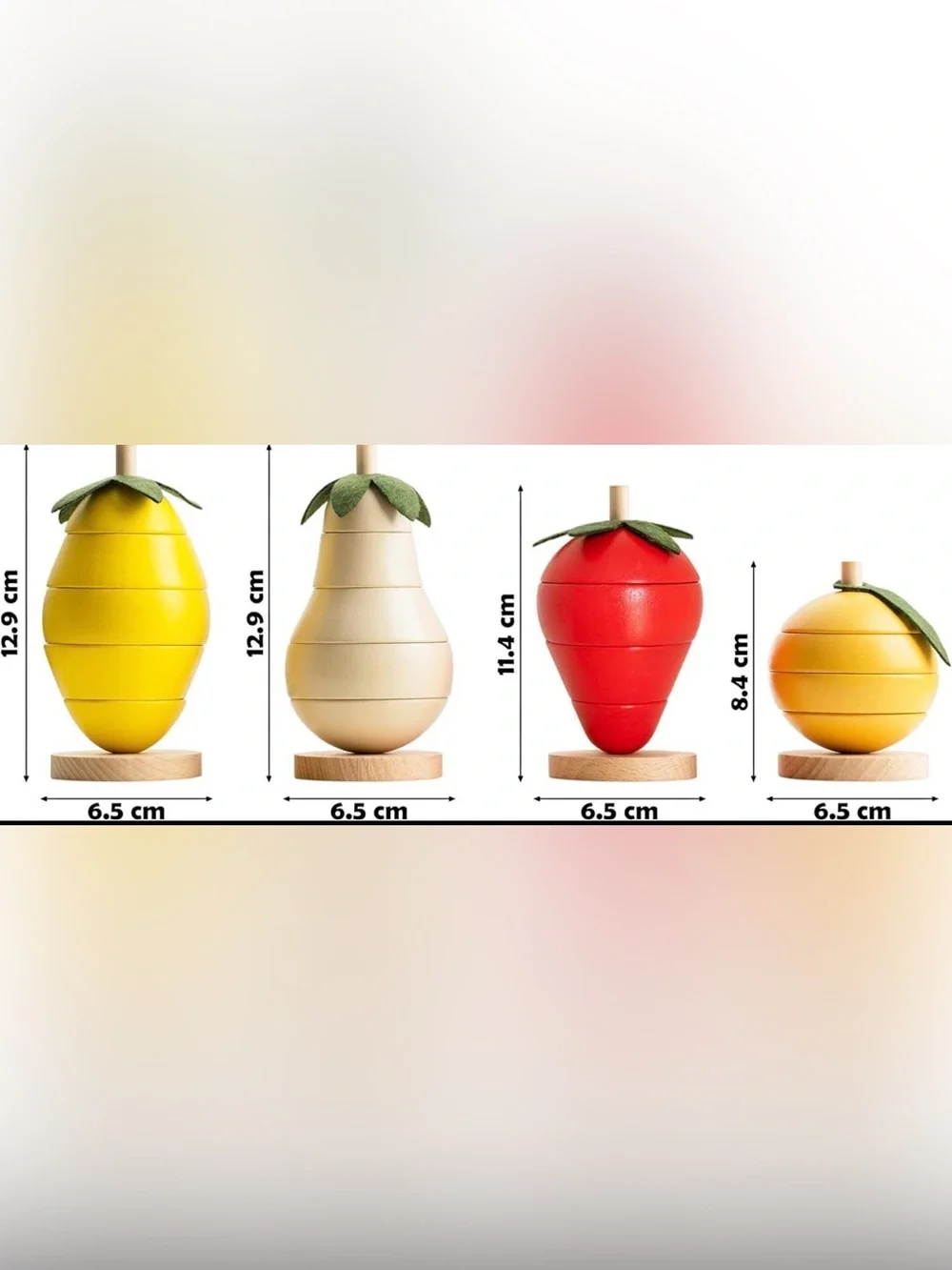 Montessori Wooden Fruit Stacking Toy: Toddler Color Sorting NEW